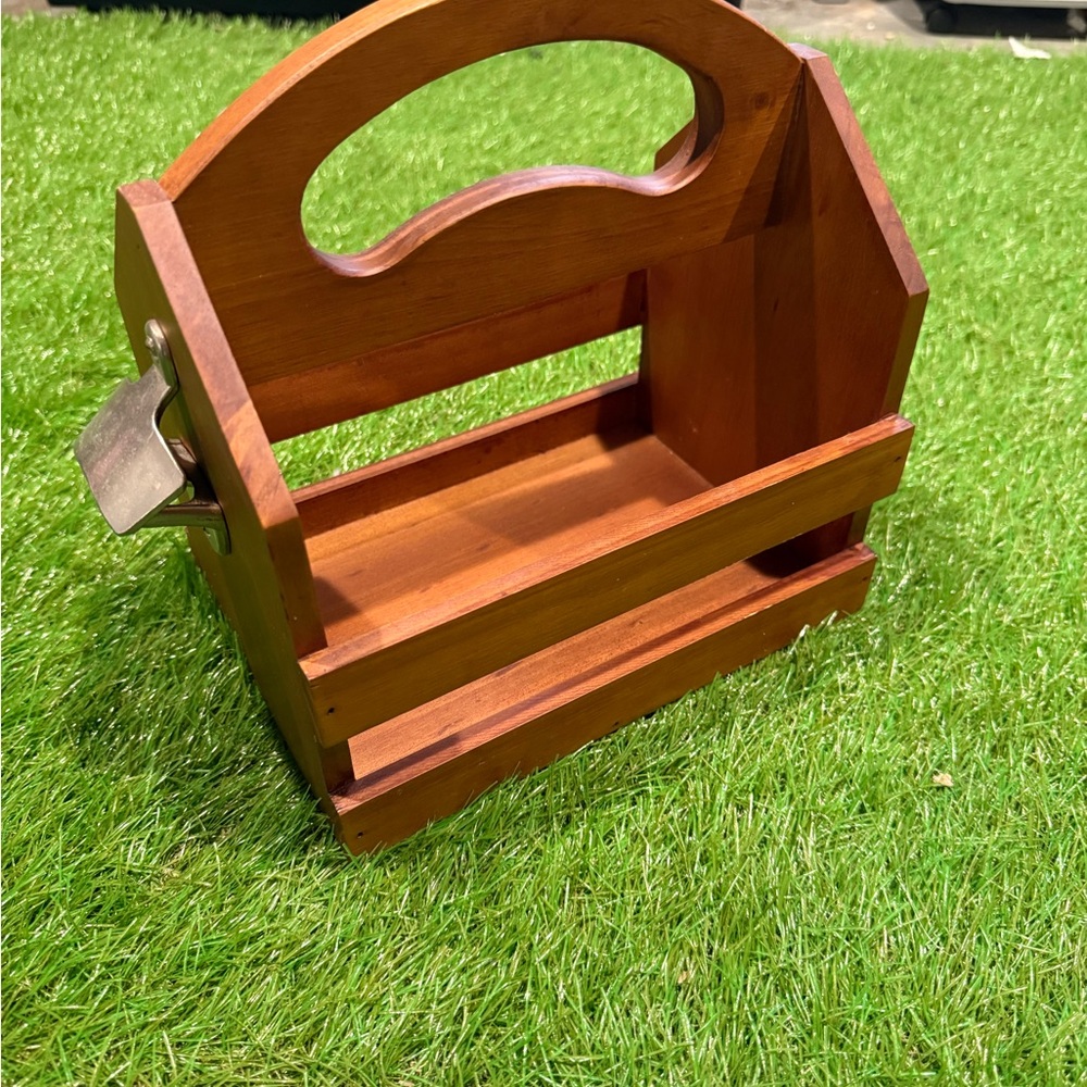 Wooden beer Caddy with Handle and bottle opener